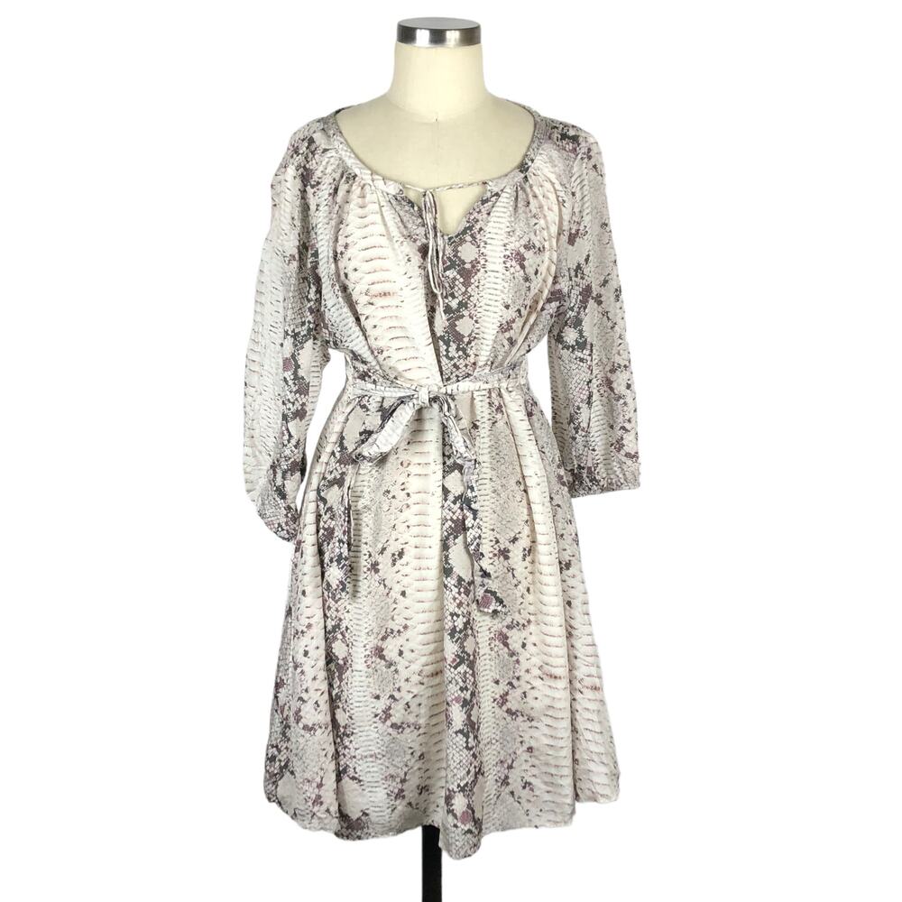 ISABELLA OLIVER Dress Gray Purple Silk Mini Belted‎ Dress Size 4 Boho Zahara